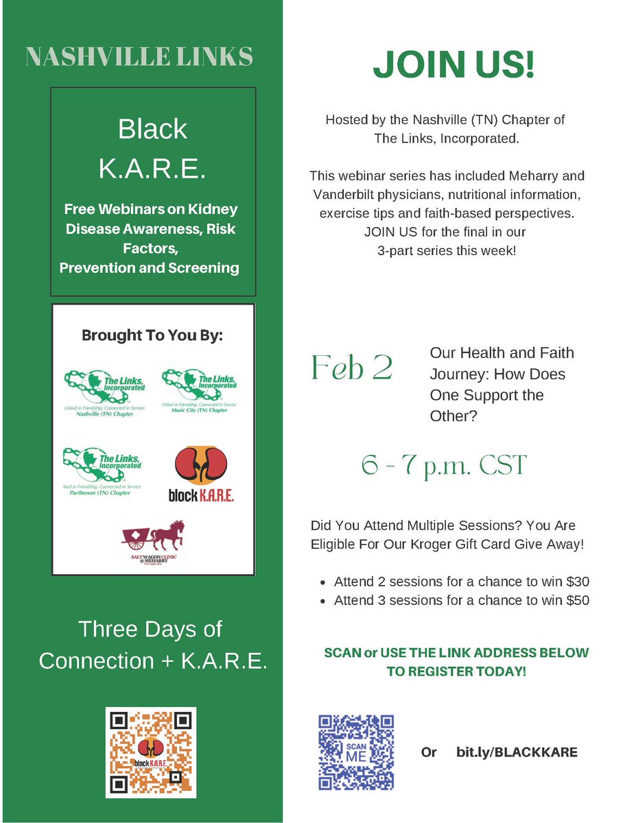 Join us Thursday, February 2nd at 6 PM CST for the third installment of our 2023 Black KARE Webinars.  This week, learn about the connection between our faith and our health.