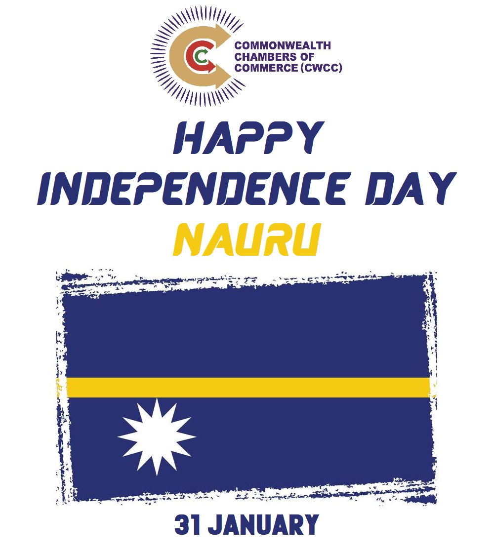 The officials and staff of <a href="/TheCWCC/">Commonwealth Chambers of Commerce (CWCC)</a> wishes the Commonwealth citizens and friends of Nauru: 𝐇𝐚𝐩𝐩𝐲 𝐍𝐚𝐮𝐫𝐮 𝐈𝐧𝐝𝐞𝐩𝐞𝐧𝐝𝐞𝐧𝐜𝐞 𝐃𝐚𝐲! 💓🇮🇳🤝🏻🇳🇷💓
