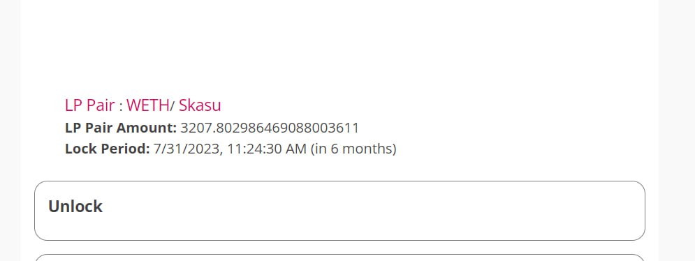 liquidity has been extended by 6 months LFG!!! we not playing around $SKASU #Solkasu23 #Crypto #DeFi #Eth