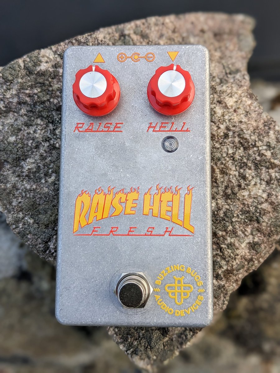 Raise Hell Fuzz Pedal V2! Dropping on Friday:

- Harmonic Percolator based fuzz circuit
- Hand built by Dan (@buzzingbugsfx)
- Carefully selected germanium/silicon mix transistors
- Limited edition /10
- True bypass

*Will not give you Myles' shredding abilities