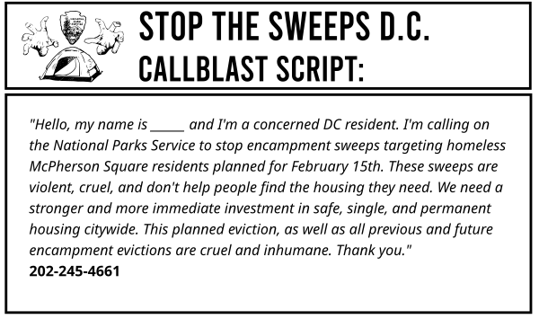 #StopTheSweepsDC #StopTheSweeps 
Callblast Script: