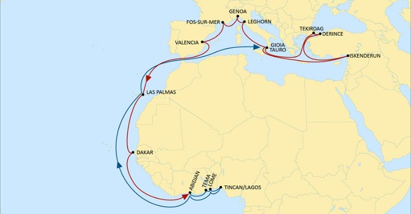 MSCCargo's tweet photo. From Turkey to West Africa – and back! ⚓️🚢

We're pleased to announce an enhancement of our West Med-WAF service to include a direct connection between Turkey and West Africa. 

The service will start on 21 Feb 2023 with MSC Aniello departing from Tekirdag. 

Read more ↓