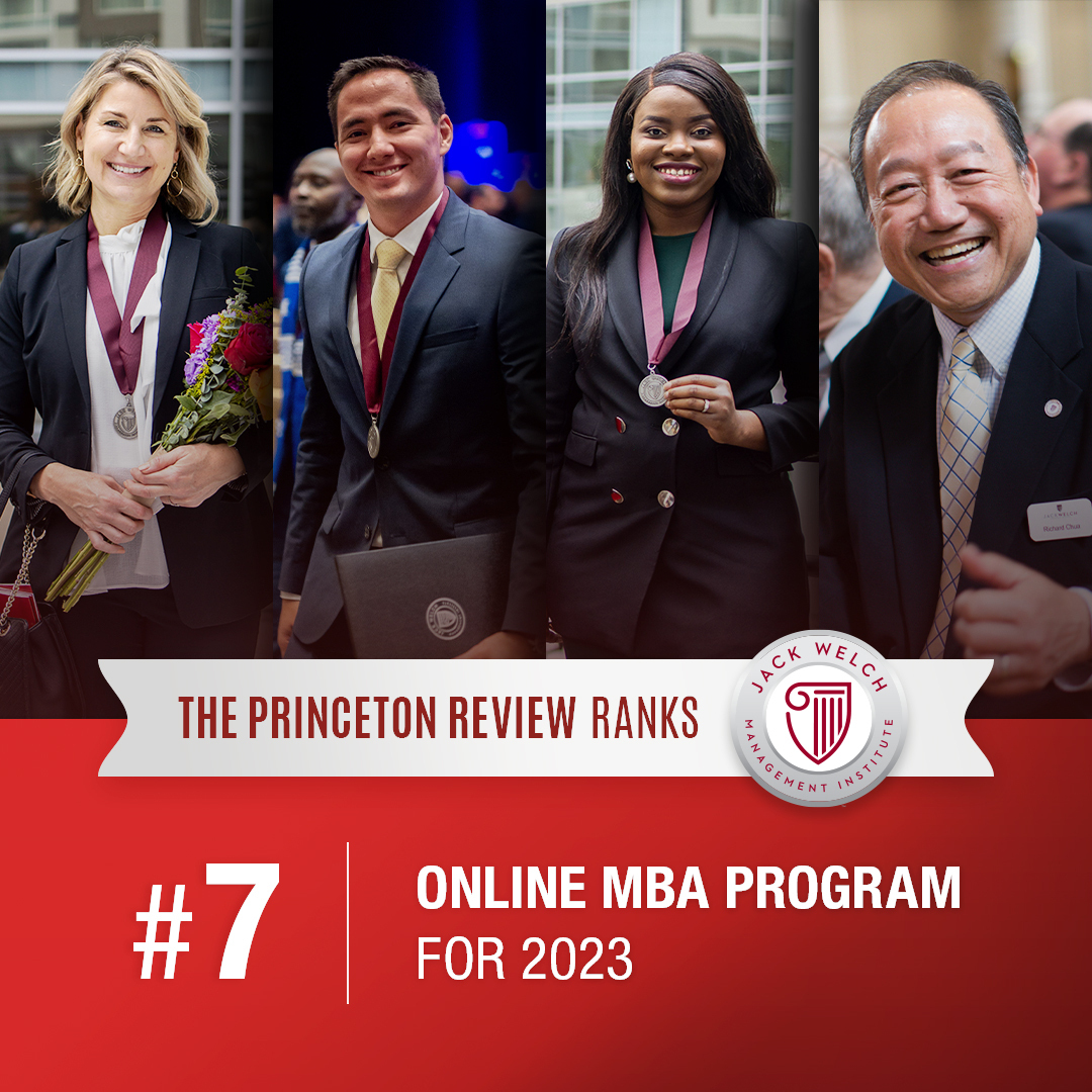 JackWelchMBA's tweet photo. We're thrilled to announce that the Jack Welch Management Institute has been ranked #7 on The Princeton Review's Best Online MBA Programs for 2023! Thank you for making JWMI a #Top10MBA program yet again! Congratulations, and here's to many more achievements! #Top10MBA #Winning https://t.co/NCxs54Kb8a