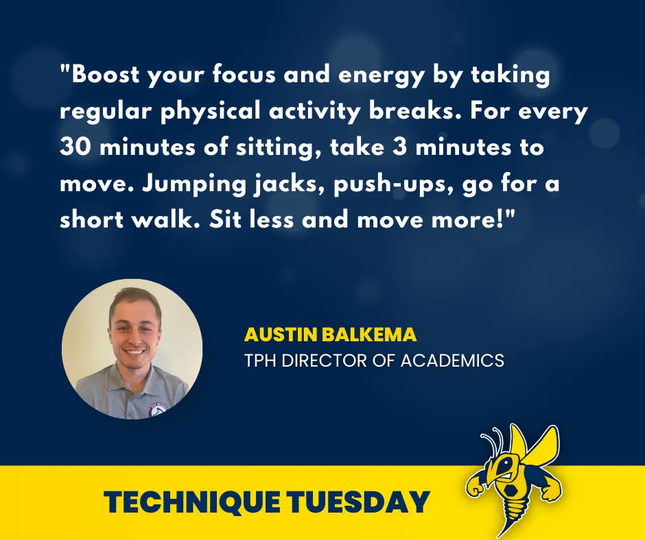 Technique Tuesday! 💡

Going stir-crazy? 😬 Taking quick exercise breaks to get moving throughout the day will help you stay focused and engaged. TPH Director of Academics recommends 3 minutes of exercise for every 30 minutes of sitting. 

#TechniqueTuesday