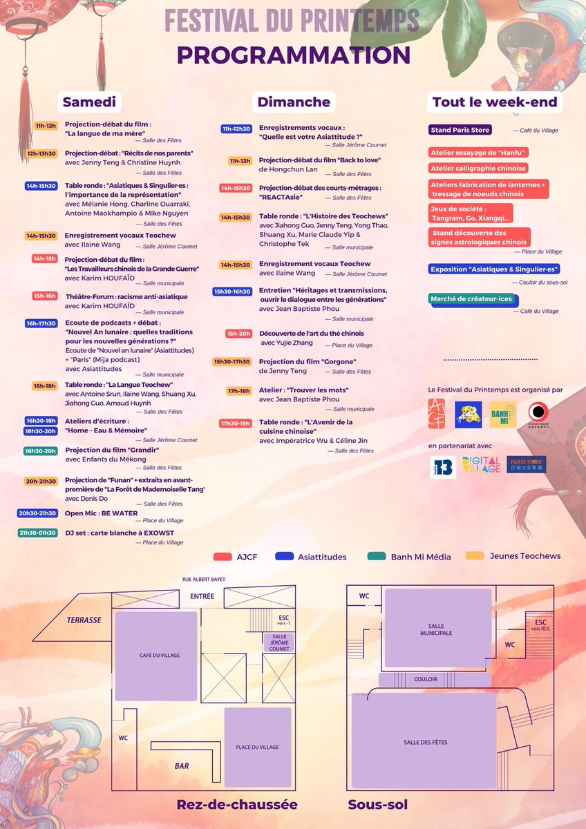 ajcf_fr's tweet photo. #EventAJCF - Le Festival du Printemps a lieu ce week-end !!💛
✨L’AJCF, Les Jeunes Teochew de France, Asiattitudes et Banh Mi Média vous proposent une programmation aux petits oignons : films, tables rondes, podcasts, marché des créateur·rices, expositions, ateliers... https://t.co/PmLTKiqC8x