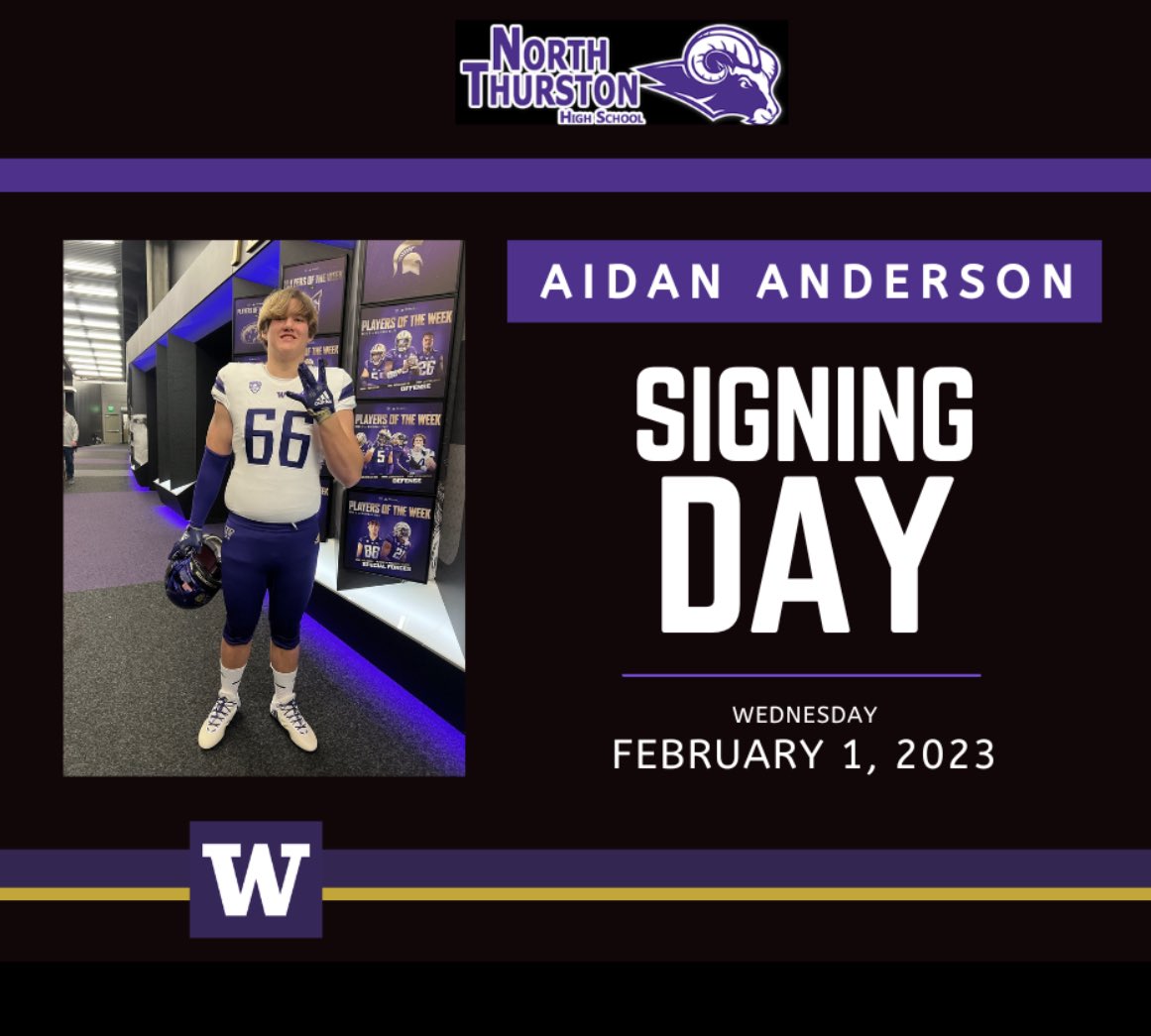 Come Join Us to Celebrate
Aidan Anderson
sign his commitment to
University of Washington
on National Signing Day
Wednesday, February 1
after school @ NT Gym