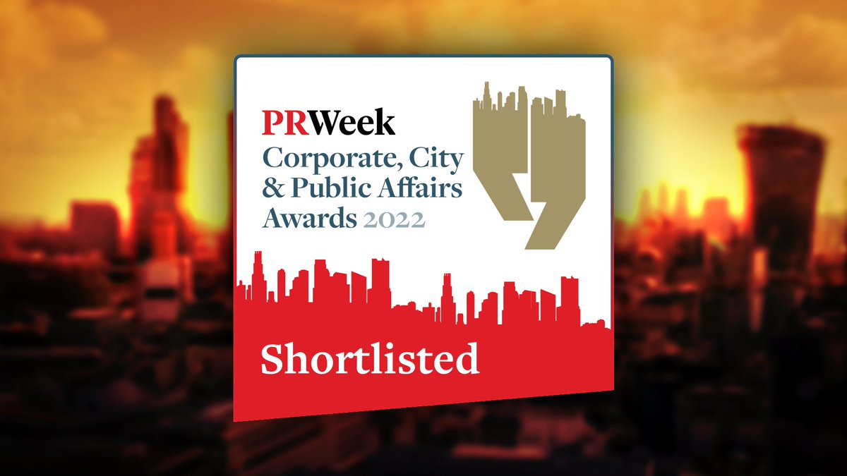 We are delighted that Dentons Global Advisors has been shortlisted in the category of Best agency for public affairs, at the PR Week Corporate City and Public Affairs Awards!