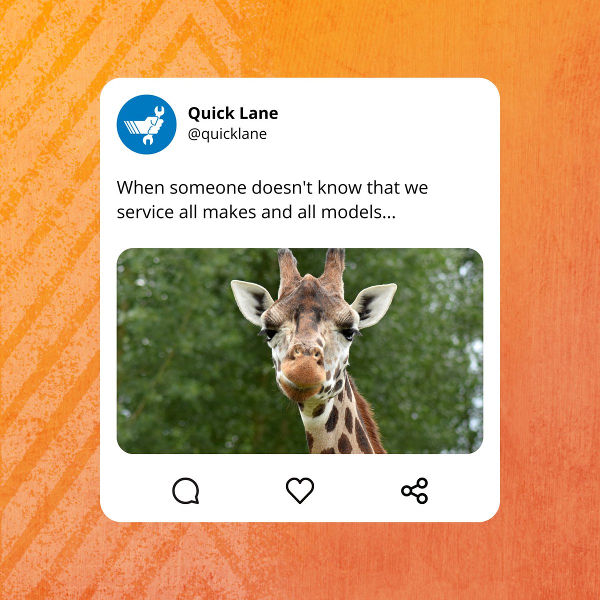 It’s true! At Quick Lane Tire &amp; Auto Centre, we offer expertise on all makes and models. 🚗

Find your nearest location at
quicklane.ca/stores