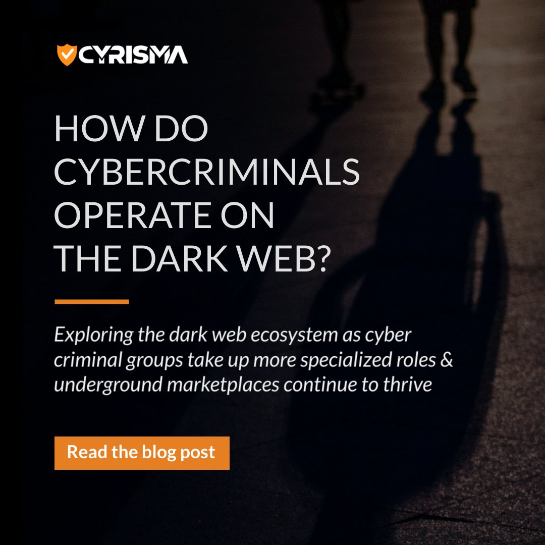 Read our blog post on how cybercriminals operate on the dark web as ransomware models evolve and underground marketplaces continue to thrive.

Link to blog post: cyrisma.com/cybercrime-and… 

#ransomware #raas #darkweb #darkwebmonitoring #cybersecurity #datasecurity