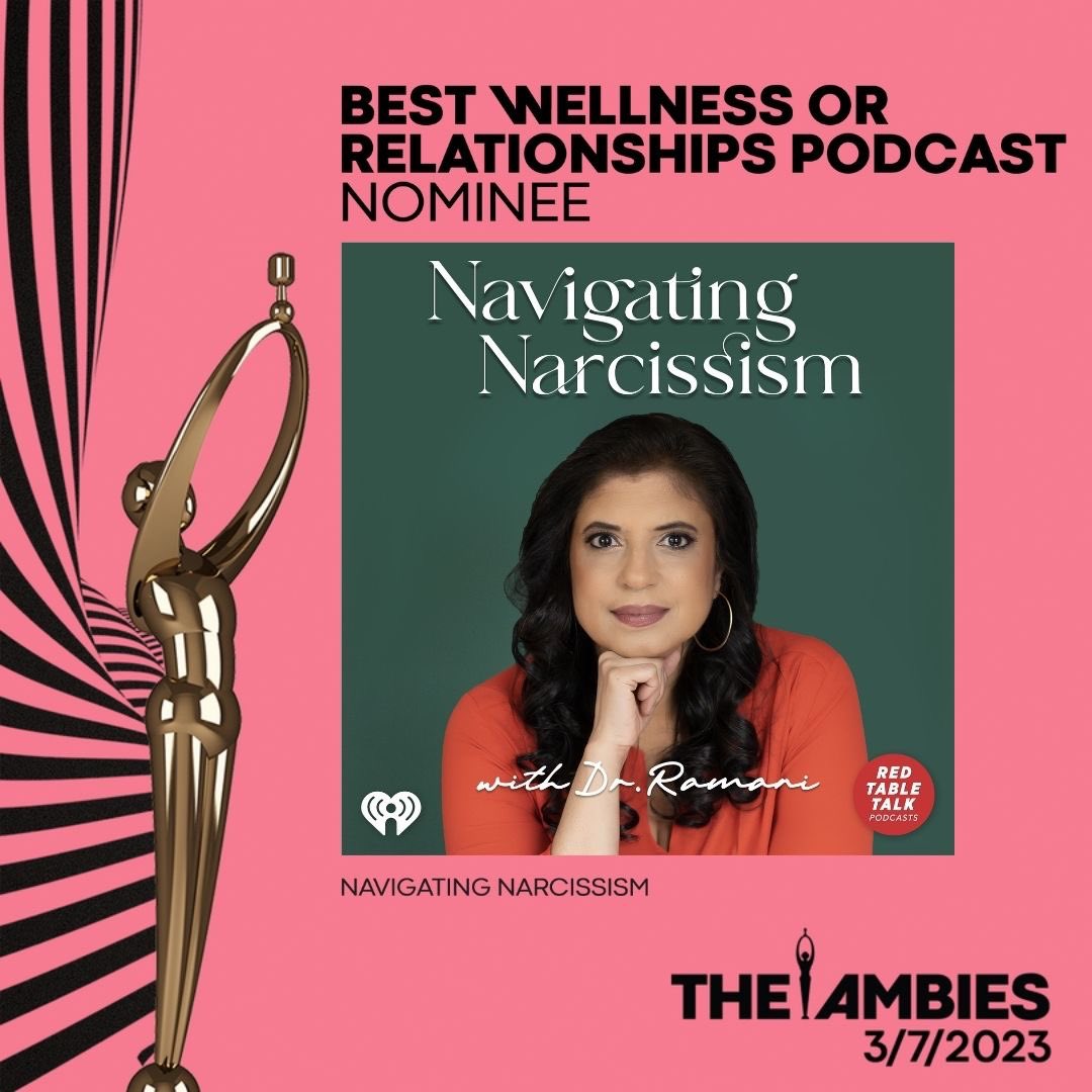 So proud of Navigating Narcissism with @DoctorRamani for their #TheAmbies @podcastacademy nomination. Check out season 1 on @iHeartPodcasts or wherever you get your podcasts. podcasts.apple.com/us/podcast/nav…