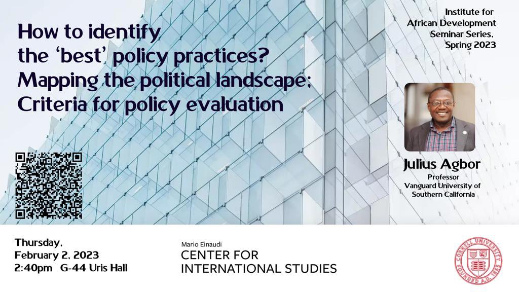 juliusagbor's tweet photo. Excited to speak at Cornell’s IAD Spring Seminar, Feb 2nd on “How to make Economics Trump over Politics in the CFA Franc Zone” #IAD #CFAF @africatechie @cwjroberts @TiborPNagyJr @FranklinNYAMSI @DenisForetia @zafarglobal #françafrique @AmbazoniaBank @VanguardU https://t.co/4JQHaGuidQ