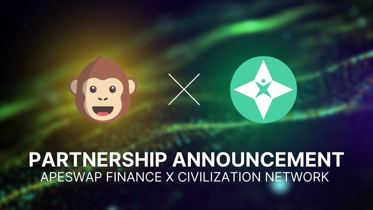 Civilization Network (@cvl_network) on Twitter photo 🚀 We are pleased to announce about another partnership with <a href="/ape_swap/">ApeSwap (old handle)</a> This partnership will provide support and additional liquidity to both projects. Details will be a little later.
Thank you guys, for everything you do🤝🤝🤝
#CIVILIZATION #CVL_NETWORK
#AIRDROP #CVL #FARMING 🚀 We are pleased to announce about another partnership with <a href="/ape_swap/">ApeSwap (old handle)</a> This partnership will provide support and additional liquidity to both projects. Details will be a little later.
Thank you guys, for everything you do🤝🤝🤝
#CIVILIZATION #CVL_NETWORK
#AIRDROP #CVL #FARMING