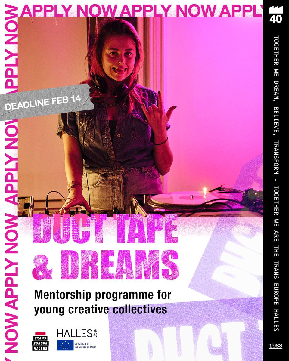 💥If you are an emerging art space led by #underrepresentedcommunities, #refugees, #activist or #civilsociety groups and willing to get some free hands-on mentoship from your peers, then APPLY for Duct tape &amp; Dreams until 14 Feb: bit.ly/DuctTape_Dreams