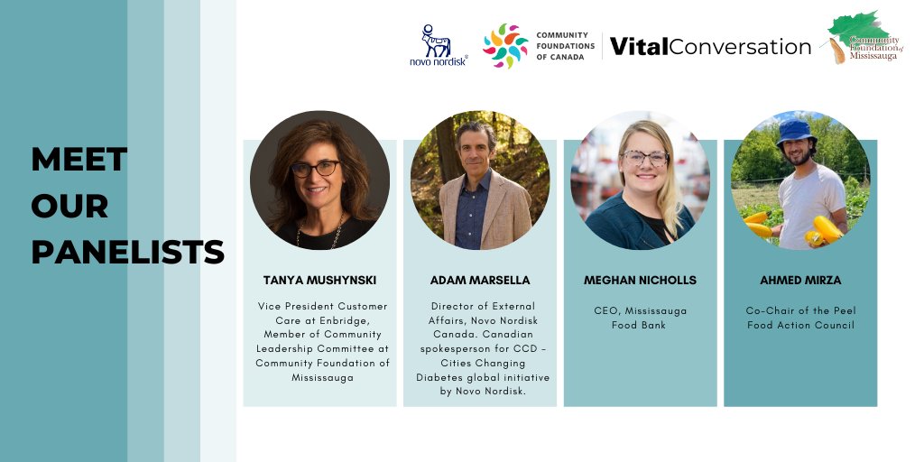 Allow us to introduce our VC panelists: @AdamMarsella, Director of External Affairs, @NovoNordiskCA @meghanleen, CEO, @Food_Bank Ahmed Mirza, Co-Founder, @peelfoodcouncil Tanya Mushynski, VP Customer Care, @Enbridge Join us the discussion for Feb 23: conta.cc/3WnQjLV