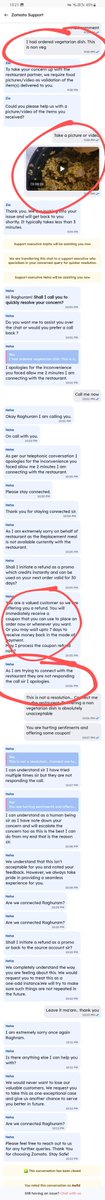 raghuramkb's tweet photo. Got a Non-vegetarian dish delivered on my pure vegetarian order by @zomato. Surprised how much they even value sentiments!! Absolutely shameful!! As soon as the customer care executive realised the problem, cut the call convieniently. Seems like a routine thing @deepigoyal. https://t.co/O0jXZtJ4CZ