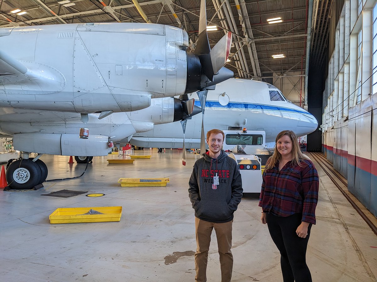 Kudos to Geospatial Analytics Ph.D. candidates Luke Allen and Laura Tomkins (<a href="/lauratomkinsWX/">Laura Tomkins</a>), who were weather forecasters and aircraft scientists this month for a project gathering data in winter storms!