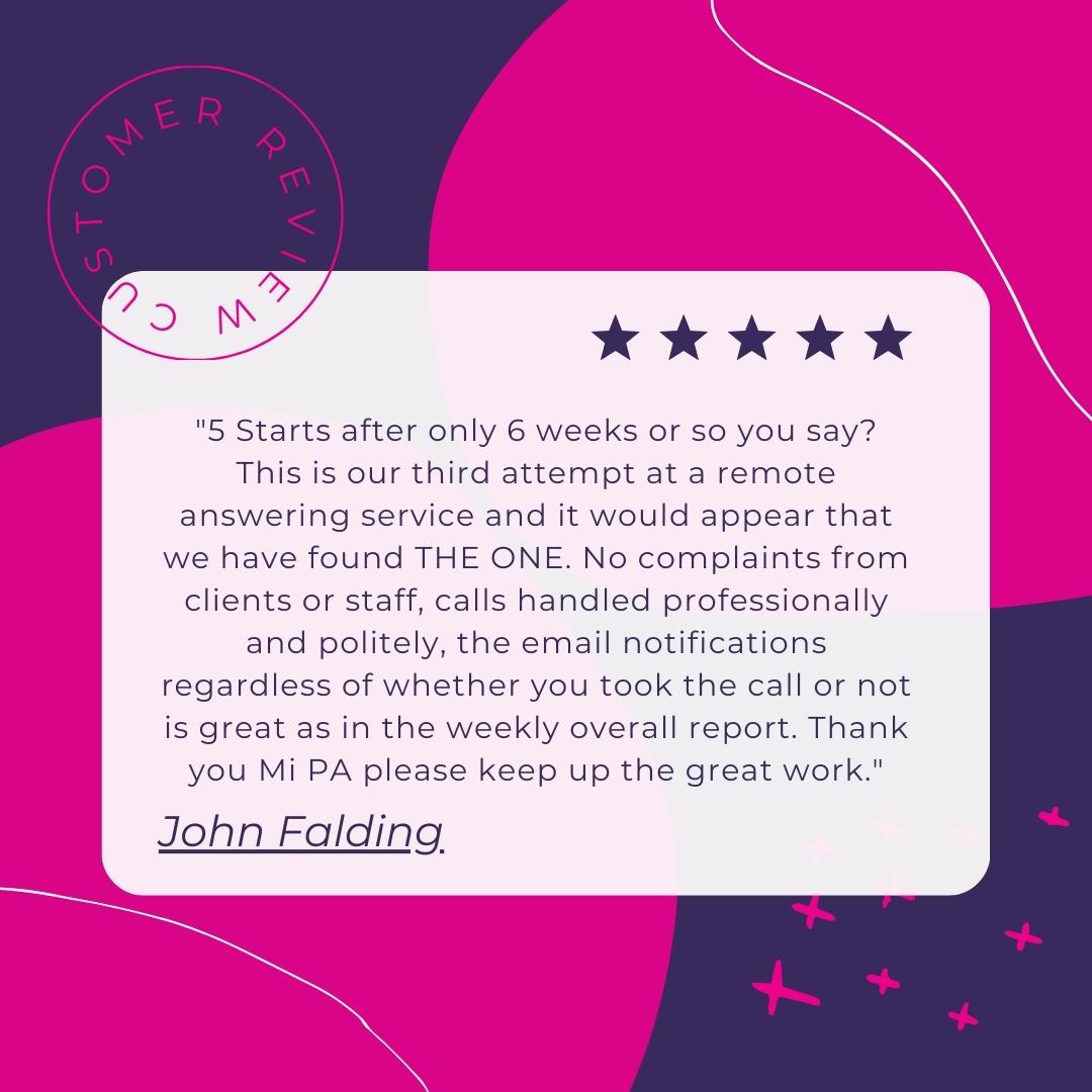 MiPALtd's tweet image. ⭐CLIENT TESTIMONIAL⭐

John uses our call answering service to take his calls for his accountancy company!

With continual communication, professional call answering, and weekly reports- no customer will go missed again!

#virtualassistant #pasupport #callanswering #outsourcing