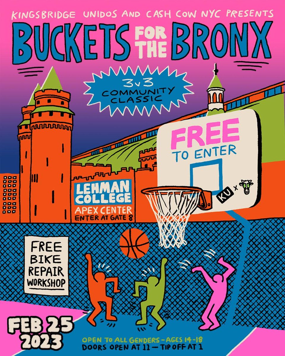 JessWoolfordBX's tweet image. NEW: coming out of retirement to school some youths at @LehmanCollege on Saturday, February 25

*just kidding my knees are trash*

Pull up! 3v3 tourney is open to all genders/ages 14-18. Good vibes over on this side. More details at bit.ly/Buckets3v3