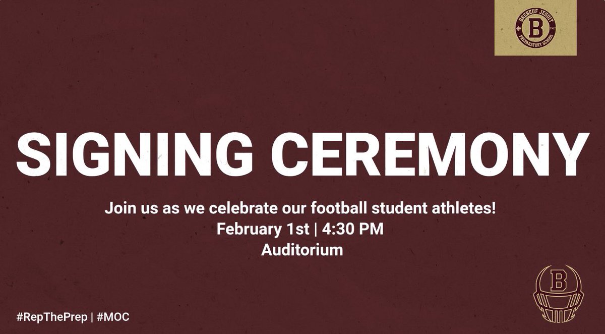 Please join us as we celebrate our student athletes signing to play at the next level!

<a href="/jarenbow34/">Jaren</a>
<a href="/finn22walters/">Finn Walters</a>
<a href="/LoganPetrie13/">Logan Petrie</a>
<a href="/co1ewilliams/">Cole Williams</a> 
<a href="/ZhangConway/">Conway Zhang</a>

#RepThePrep | #MOC