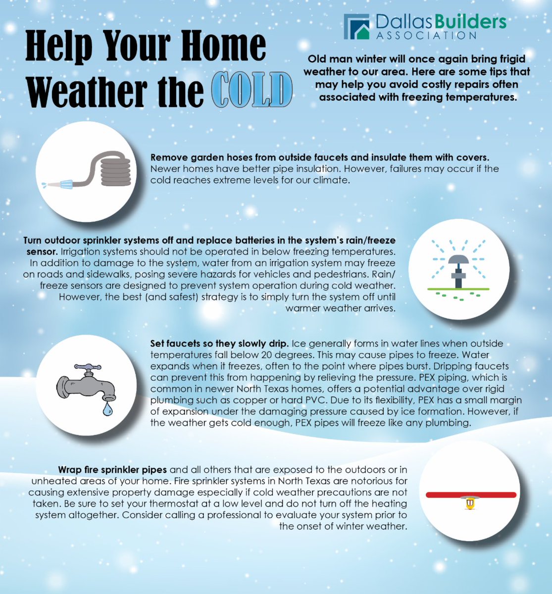 LLHDFW's tweet photo. Sharing some awesome winter weather tips from the Dallas Builders Association! Keep those houses warm and stay safe out there! Here is an awesome video on how to turn off your homes water supply if you need to! https://t.co/Jdr1uKQJkt #customhomebuilder #dfw #dallashomebuilder https://t.co/apm0Ib86U4