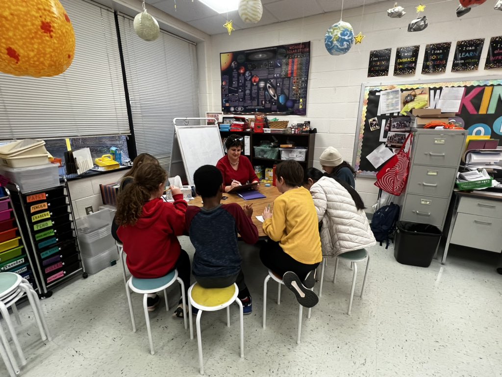 MsDeHaven2's tweet photo. Fusion Push-In Day! Always love having Mrs. Wilson in math workshop. Students are spiraling back to modeling and describing fractions and decimals and learning regrouping with mixed numbers in small group! @LCPS_Math @BallsBluffLCPS https://t.co/auGZ6LMvTX