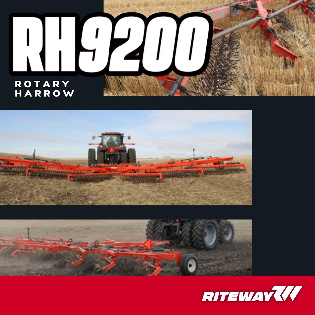RiteWayMfgCo's tweet photo. On pastureland or harvested field, the Rite Way RH9200 Rotary Harrow becomes the tillage equipment you need it to be by simply adjusting the tine angle from your tractor cab.
#RiteWayMfg #CropProduction #FieldTileage #MinimumTill #Agro #FarmLife #AgriEquipment #Farming #Agri https://t.co/twzMjdmrJp