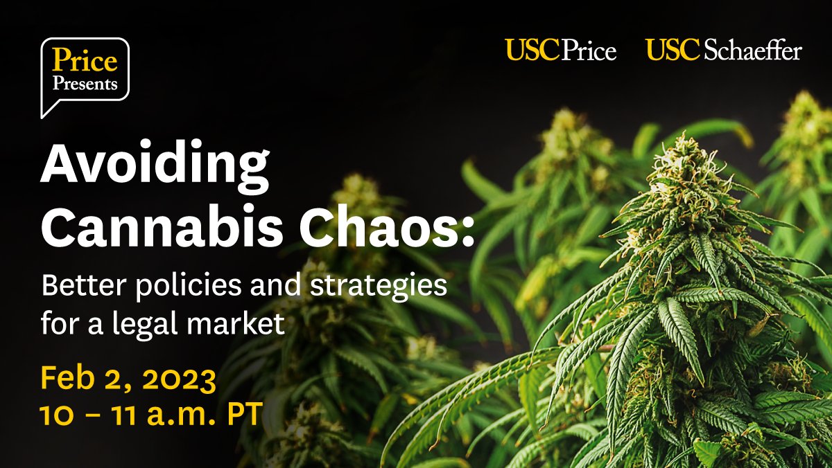 Tune in on Thursday for a webinar about how to better regulate the cannabis market! Schaeffer experts @PaculaRosalie and @MJhealthecon will join @SCI_USC_Price's Jim McDonnell and @politico's @ZhangMona for this timely discussion. healthpolicy.usc.edu/events/avoidin…