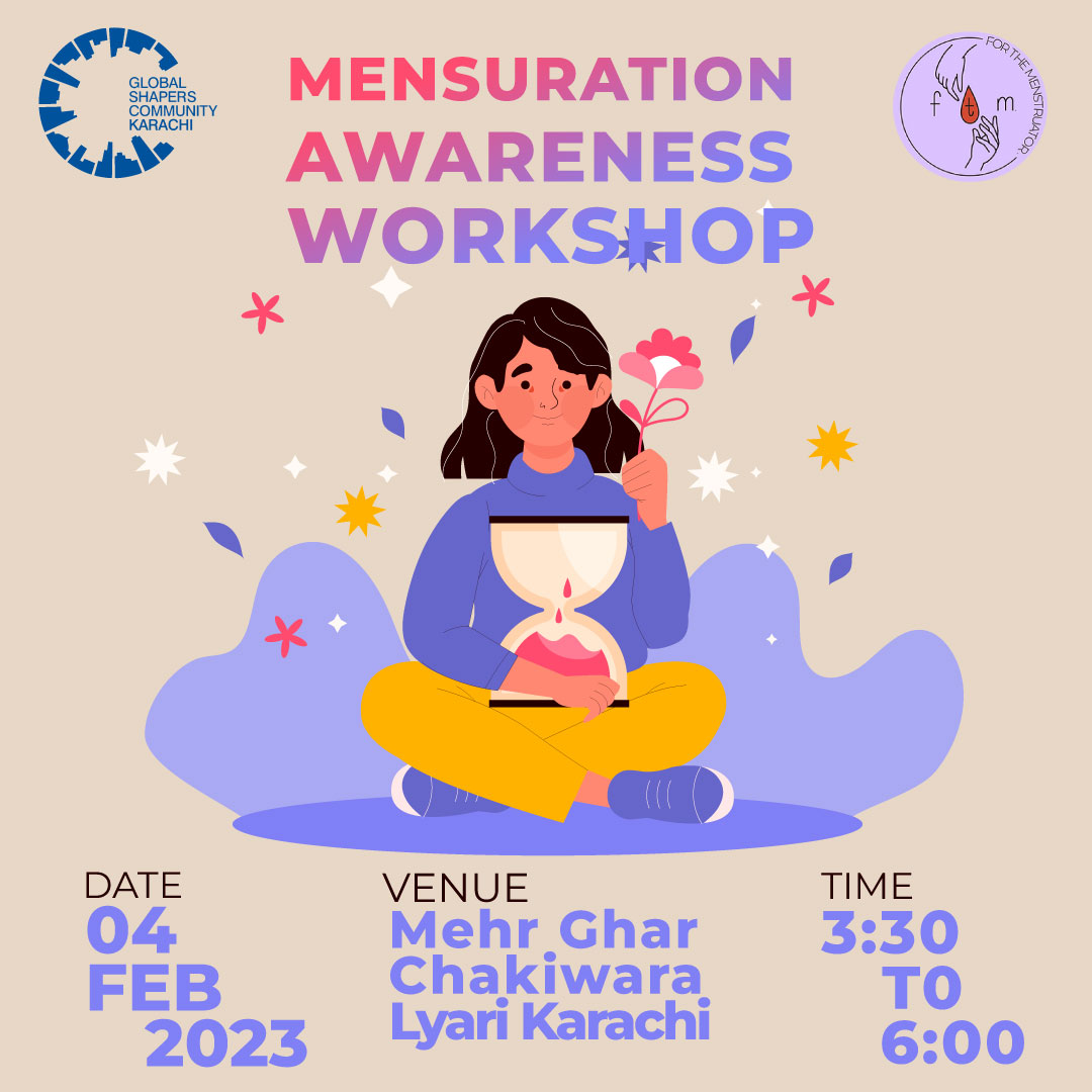 mehrghar's tweet photo. For The Menstruator. in collaboration with Global Shapers Karachi, presents "Menstrual Awareness Workshop" - An exciting way to understand &amp; celebrate menstruation. 
4th February
3:30 pm onwards
At Mehr Ghar Lyari https://t.co/xOAAW3ASID