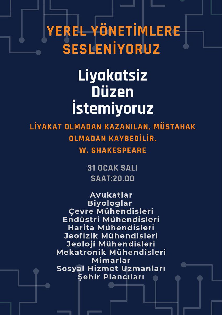 Ortak branşlar olarak yerel yönetimlerde süregelen liyakatsiz ve mülakatlı alımlara karşı tek ses olduk. KPSS puanlarının görmezden gelinerek Belediye başkanlarının ve yöneticilerinin hemşehrilik ve ahbaplık ile personel alımına dur deme vakti geldi. 
#YerelYönetimdeLiyakat
