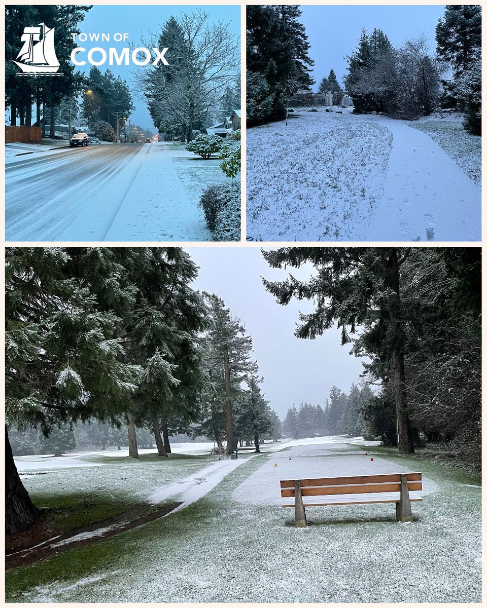 TownofComox's tweet photo. ❄ ❄ Something to keep reminding us that we are still in the winter season! Take your time today as you get around town. #dustingofsnow #lastdayofJanuary #comox https://t.co/UIGGrHg3Z3