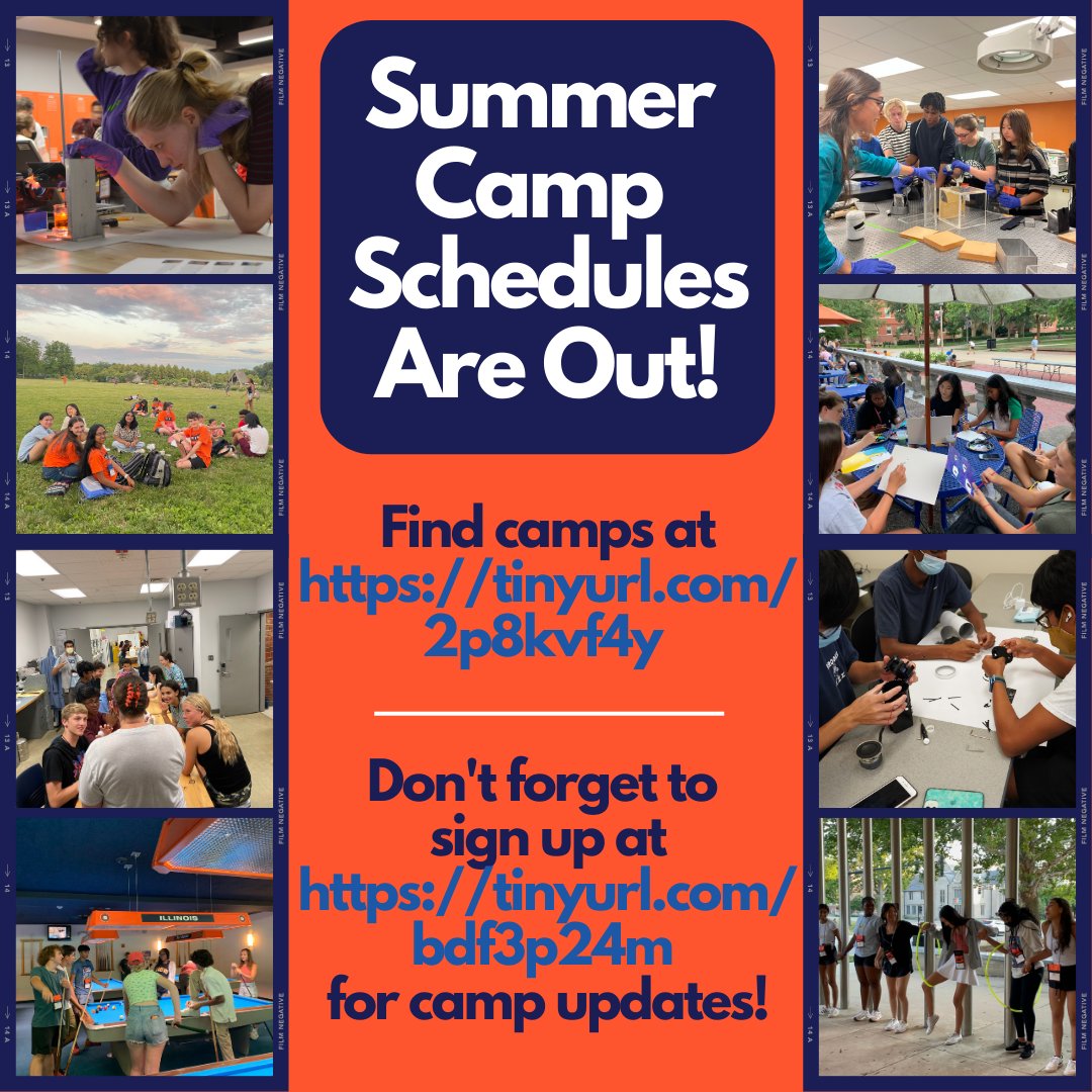 It’s that time again!

WYSE Summer Camp schedules are out now! See camp descriptions and schedules at tinyurl.com/2p8kvf4y

Want to keep up with summer camp news? Make sure to sign up for program notifications at tinyurl.com/bdf3p24m

#WYSE #summercamp #GraingerEngineering