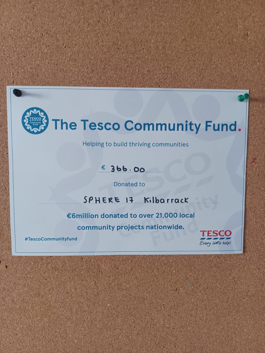 Sphere17RYS's tweet photo. We were delighted to be the lucky recipients of โฌ366 from the @TescoIrl Community Fund recently!
We would like to extend our thanks to Tesco in Kilbarrack Shopping Centre and of course to all our supporters who generously gave us their blue token ๐
#Sphere17 https://t.co/XqRbpxlGNL