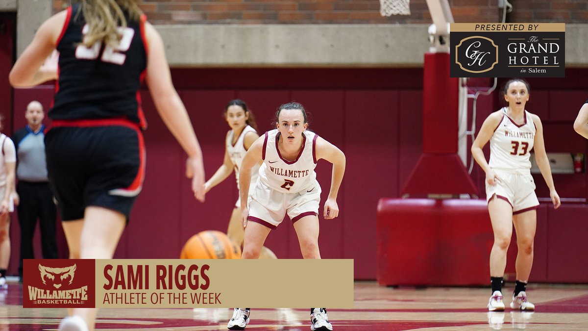 wubearcats's tweet photo. Bearcat Athlete of the Week brought to you by @GrandHotelSalem

Riggs (@willamettewbb) averaged 13.0 points, 6.5 rebounds, and 2.5 assists. She also played exceptionally well on defense, holding L&amp;C's top guard Karli Mukai to 5 points on 1 of 14 FG and 0 of 6 three-pointers. https://t.co/fjUGYPbxbN