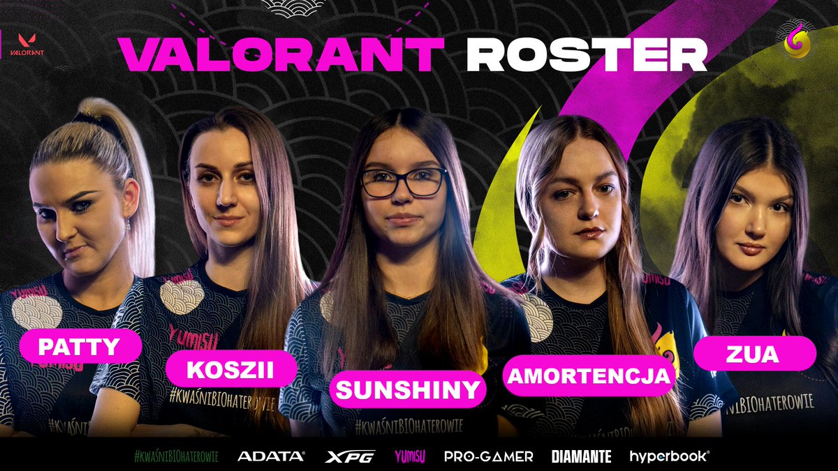 Współpraca z @YumisuEsport jest jedną z naszych najdłuższych kolaboracji. ⏳

Zakontraktowane stosunkowo niedawno zawodniczki VALORANT to pierwsze - i z całą pewnością nie ostatnie - osoby reprezentujące tę organizację ubrane przez nas w nadchodzącym sezonie. 💜