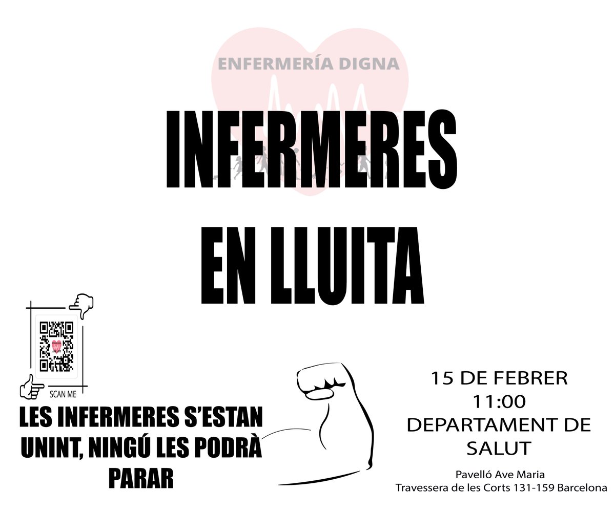 E_doge_f's tweet photo. El día 15 de febrero convocamos a todas las #enfermeras catalanas y a las estudiantes de enfermería a venir a la concentración delante del Departament de Salut! 

#EnfermeríaDigna
#EnfermeríaUnida https://t.co/aOeH5k5Wk4