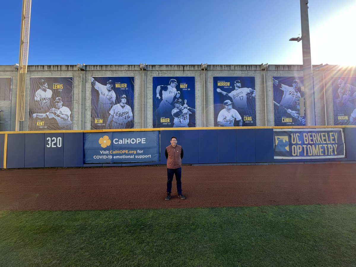 MegEBake's tweet photo. What an honor @CalBaseball. Thank you for honoring @manbearwolf’s accomplishments on and off the field. Can’t wait to get out there with our kids so they can see Dad on the wall! Thankful for our many baseball families @Athletics @Marlins @Padres @Cubs @Pirates #GoBears https://t.co/cl8SJWdHpW