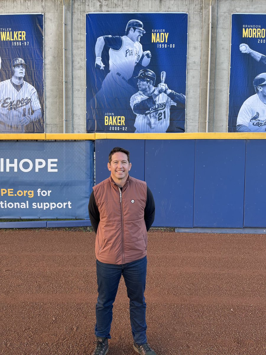 MegEBake's tweet photo. What an honor @CalBaseball. Thank you for honoring @manbearwolf’s accomplishments on and off the field. Can’t wait to get out there with our kids so they can see Dad on the wall! Thankful for our many baseball families @Athletics @Marlins @Padres @Cubs @Pirates #GoBears https://t.co/cl8SJWdHpW
