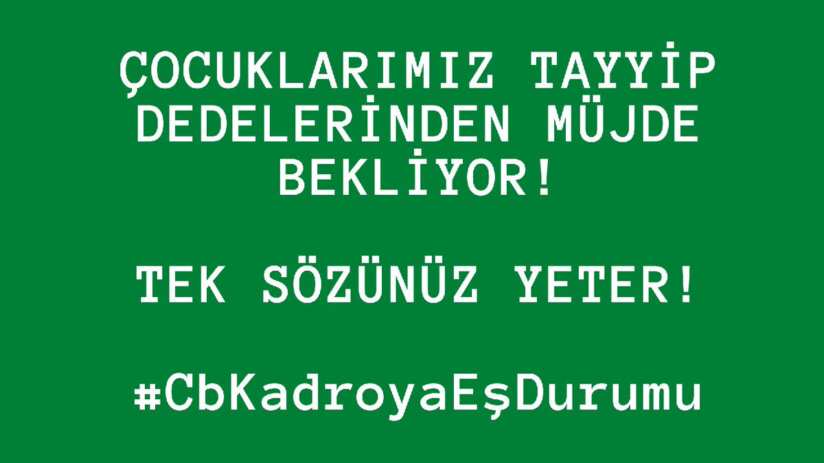 Kadroya geçer geçmez hemen ilk mazeret  tayini döneminde ailemize kavuşmak istiyoruz. Tek arzumuz budur
<a href="/RTErdogan/">Recep Tayyip Erdoğan</a>
<a href="/mebpgm/">Personel Genel Müdürlüğü</a>
<a href="/fuatoktay/">Fuat Oktay</a>
#CbKadroyaEşDurumu