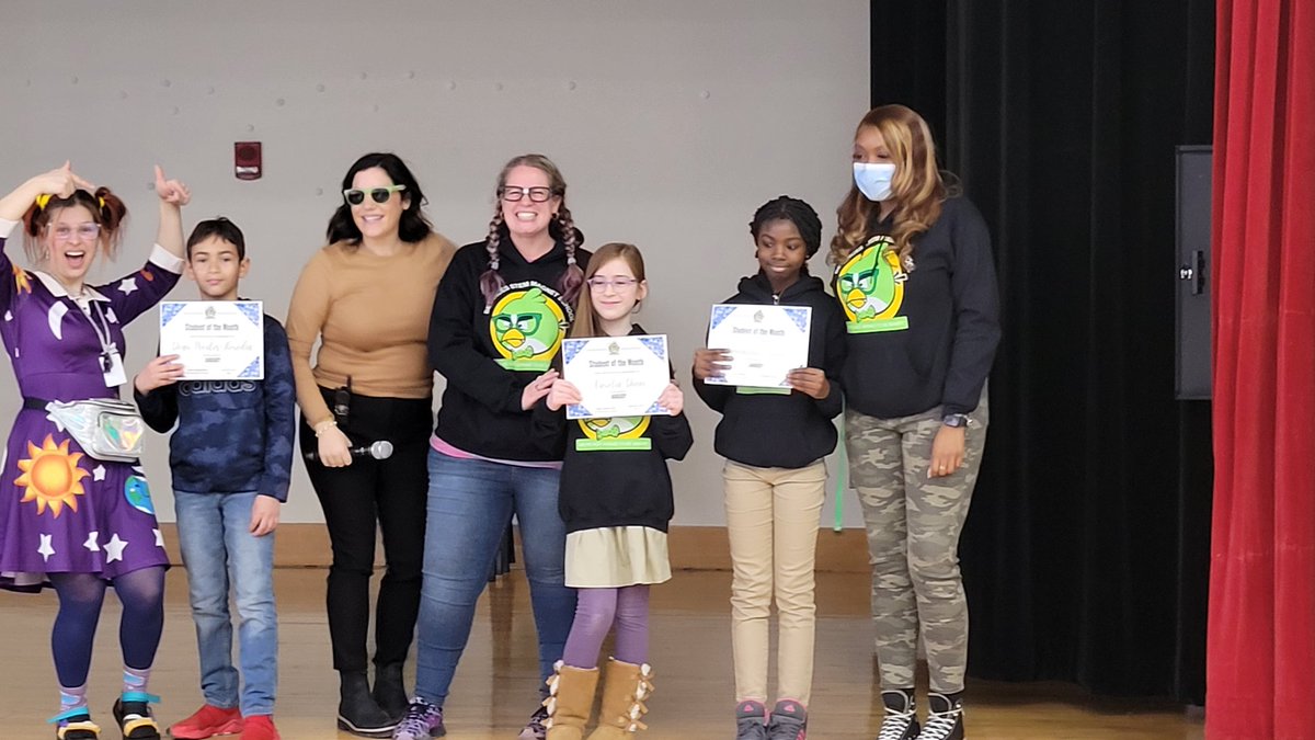BSTEM5thgrade's tweet photo. 5th Grade Student of the Month Assembly! So proud of our 5th grade Nerdy Birds who were recognized for their attendance, excellence in Unified Arts, donuts for literacy goals, and three students of the month from each homeroom who follow the 4 Bs! 
@BSTEMhartford @PrincipalBSTEM https://t.co/p3XG1dJrkV