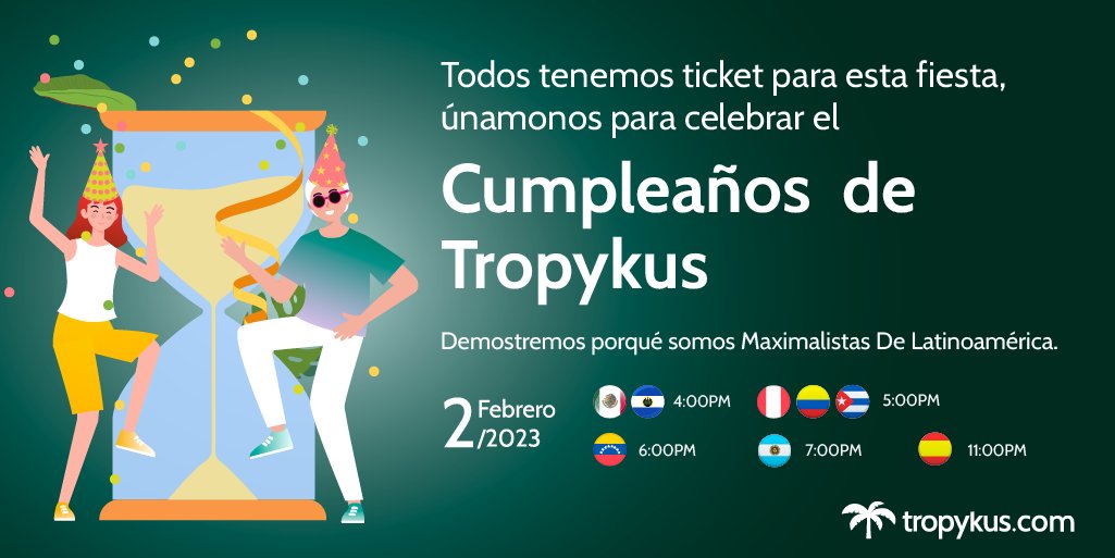 diegomazoro's tweet photo. ¡Este jueves @tropykus cumple 1 año!🥳
¿Ya tienen su entrada para la fiesta? 🌴👀
Pidan y se la mandamos💚 https://t.co/K5PyfYN1Ha