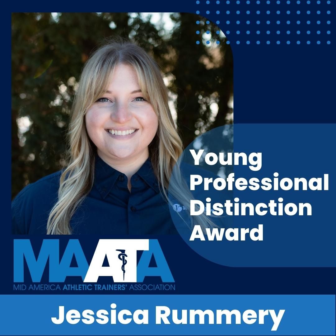MAATAD5's tweet image. Congrats to MAATA Award Winner Jessica Rummery! This award honors a YP AT who has made a definitive impact on the AT profession &amp;amp; association at all levels of the organization. We cannot wait to celebrate you in LaVista in March! #44days @RockValleyPT @BettAthletic @IowaATSociety