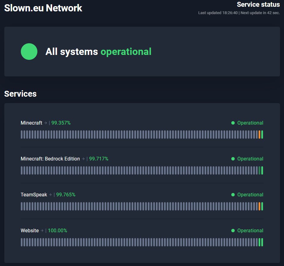 🟢 Status 🟢

Du willst den Server-Status von Slown.eu sehen? 💻
Das kannst du jetzt unter folgendem Link:

Status ➡️ status.slown.eu
Discord ➡️ discord.gg/QKncfGKFPf

#Minecraft #skyblock #slown #server  #MinecraftServer #GermanMediaRT #Minecraftbuilds