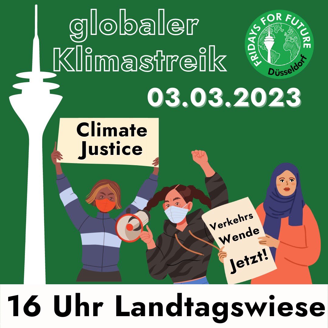 ❗️Safe the Date❗️
03.03.23 globaler Klimastreik um 16 Uhr auf der Landtagswiese, see you on the streets🔥
