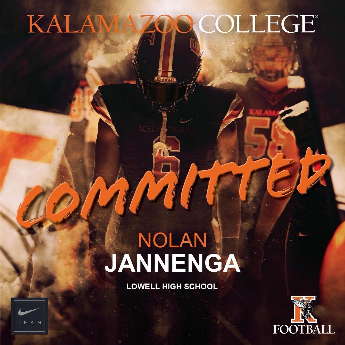 I’m blessed to announce that I have decided to continue my athletic and academic career at <a href="/KzooFootball/">Kalamazoo College Football</a>. I’d like to thank my family, teammates, and coaches who helped me along the way! <a href="/CoachZorboKZOO/">Coach Zorbo</a> <a href="/CoachRiceKZoo/">Coach Aaron Rice</a> <a href="/JMHenige/">J Henige</a> <a href="/CoachJPhill71/">Justin Phillips</a> #Committed