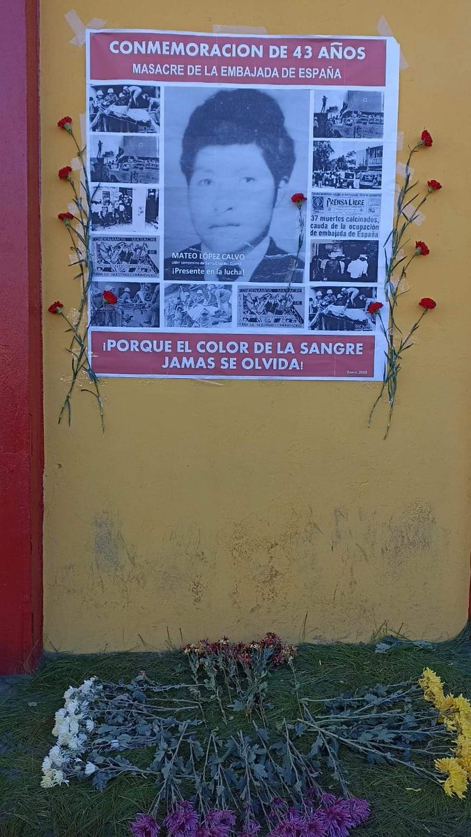 #Ahora En Santa Cruz del Quiché se rememora los 43 años de la masacre cometida por el Estado de Guatemala en la embajada de España. 

El pueblo del Quiché conmemora esta fecha triste, sangrienta y en pie de lucha por la memoria de sus mártires, hecho que sigue impune.