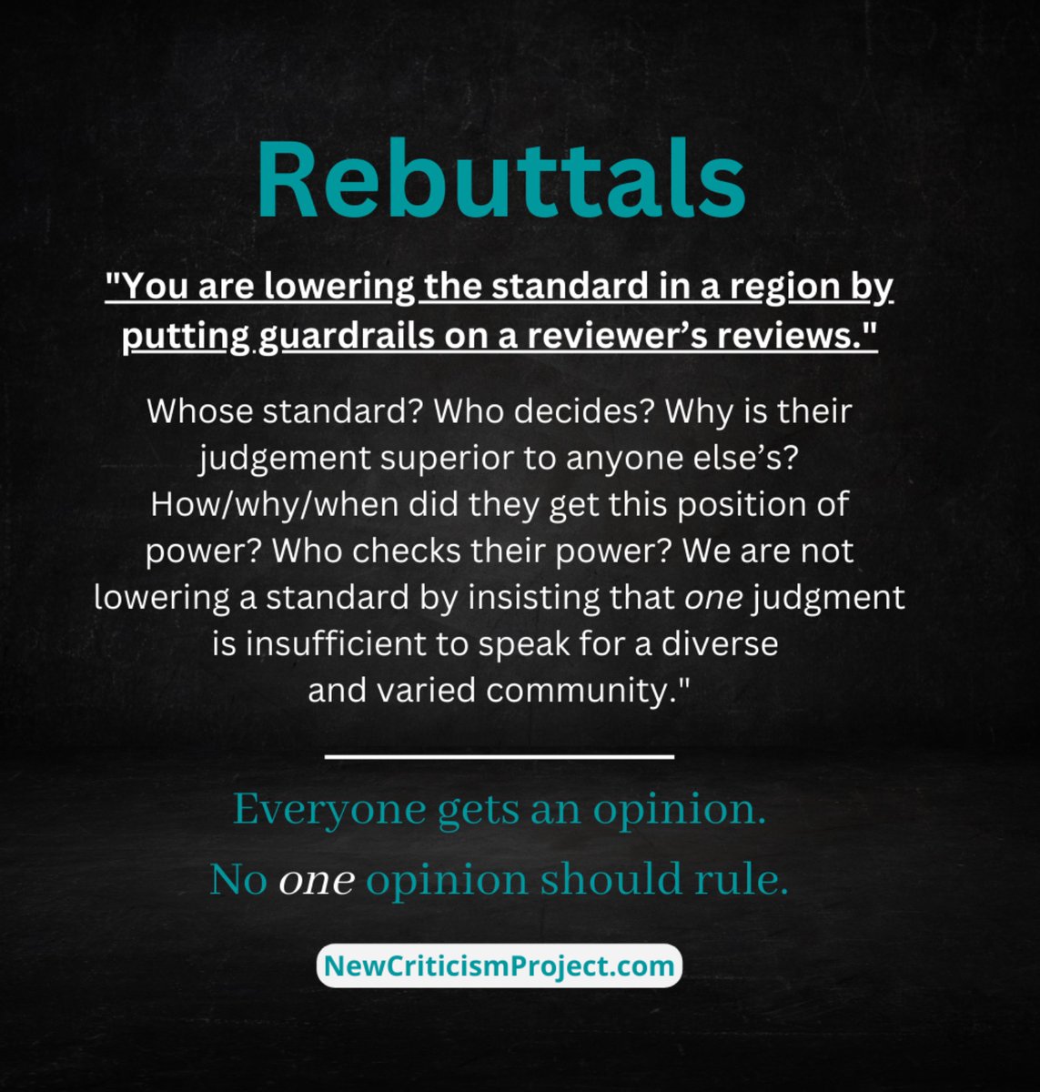NewCriticismPro's tweet image. “Who check critics’ power?”

These are some of our rebuttals to responses we expect to come up to our work at #NewCriticismProject. 

Change is possible.