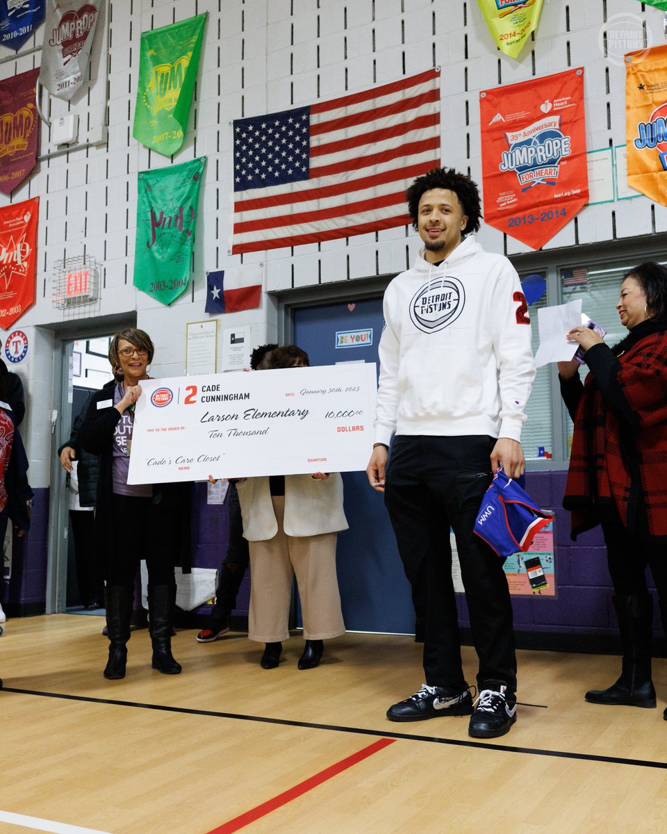 It’s all about your roots! Yesterday, @CadeCunningham_ visited his former elementary and middle schools to give back as an extension of our #SeasonOfGiving 👏