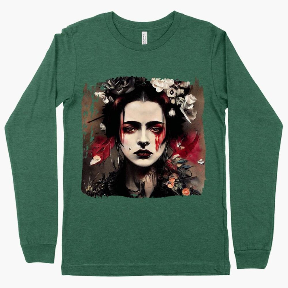 Cool Gothic Long Sleeve T-Shirt - Mexican Girl T-Shirt - Printed Long Sleeve Tee Shirt #menssneakers #styleshoes sportreasures.com/cool-gothic-lo…