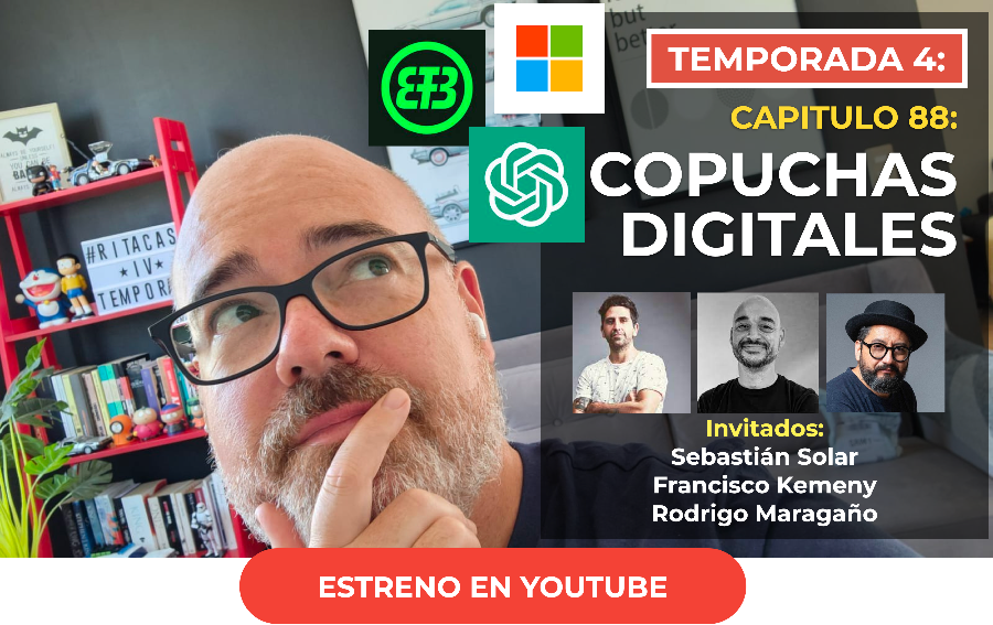 ritalin's tweet photo. #88: Copuchas digitales. #ChatGPT, #marketing #Betterfly, #Microsoft, #Truesync y más! - https://t.co/V6h7QY3ELb Con @franciscokemeny, @zarkov y @sebasolar1 https://t.co/JfjjmLpS74