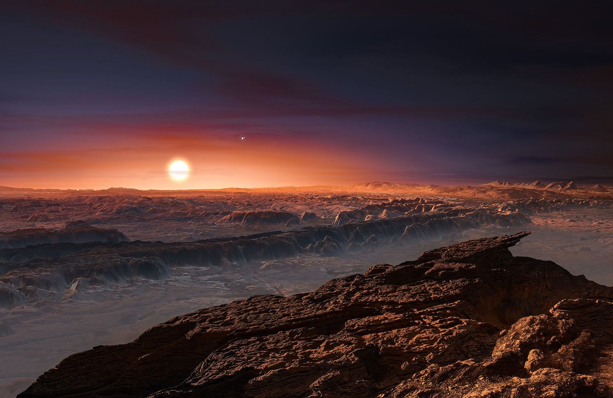 martins_yanna's tweet photo. a estrela mais próxima do Sistema Solar também abriga planetinhas 🪐
o sistema de Proxima Centauri está composto da estrela anã vermelha e seus planetas detectados até agora:
Proxima Cen b, c e d, com massas 1.07, 6 e 0.25 vezes a massa da 🌎
#AstroMiniBR
{c} ESO/M. Kornmesser https://t.co/kFokEZOUpk
